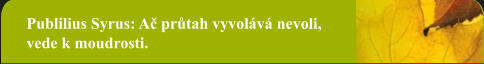 Publilius Syrus: Ač průtah vyvolává nevoli, vede k moudrosti.